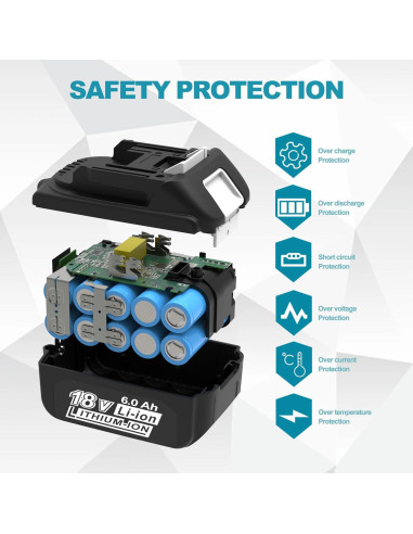 Batería de Reemplazo 6000mAh 18V CHAUNVEN para Makita