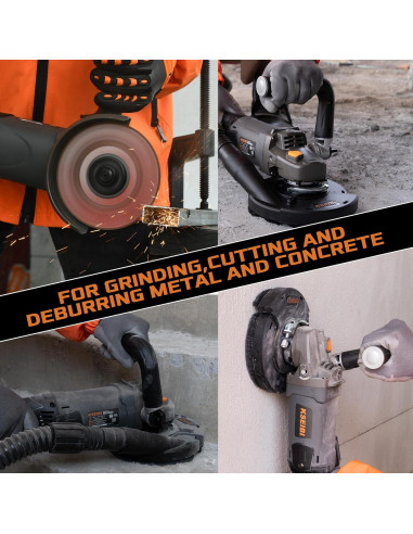 Esmeriladora de Ángulo KSEIBI 1400W 5" con Rueda de Diamante