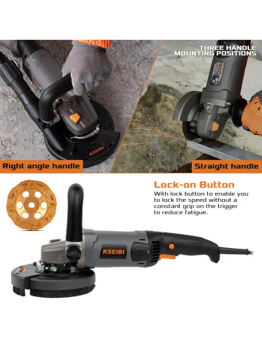 Esmeriladora de Ángulo KSEIBI 1400W 5" con Rueda de Diamante