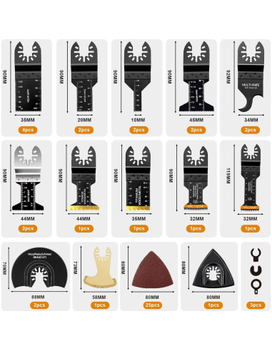 Paquete de 50 Hojas Multitool Titanio Universal - Compatibles con Dewalt, Bosch, Milwaukee