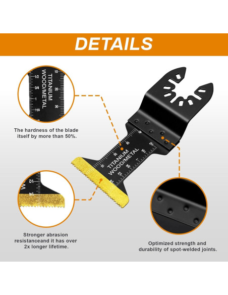 Paquete de 50 Hojas Multitool Titanio Universal - Compatibles con Dewalt, Bosch, Milwaukee
