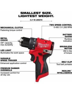 Taladro Atornillador Milwaukee M12 Brushless 12V 0.72kg 2