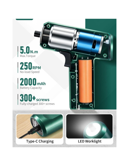 Destornillador Eléctrico WorkBless 3.7V con Pantalla LCD