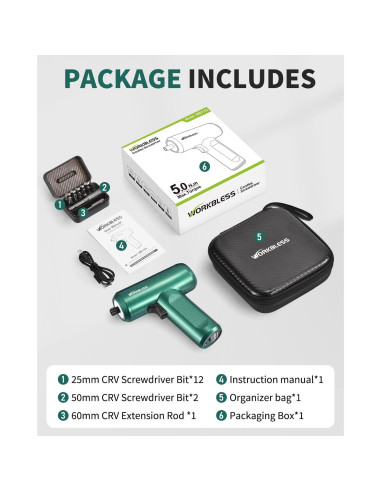 Destornillador Eléctrico WorkBless 3.7V con Pantalla LCD