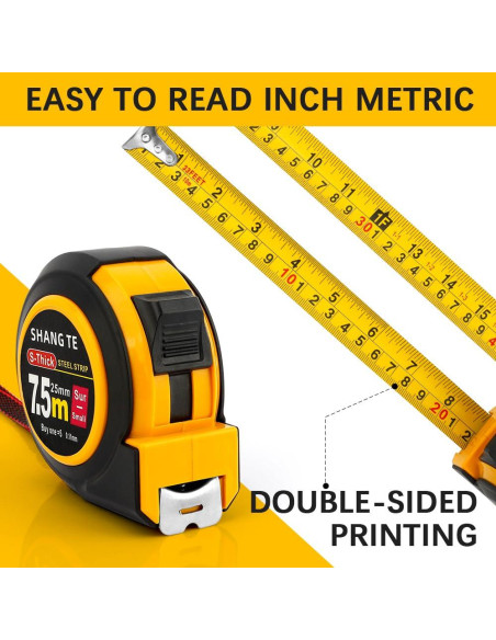 Cinta Métrica 7.5 m KIYFXA Auto-Bloqueante Fácil de Leer