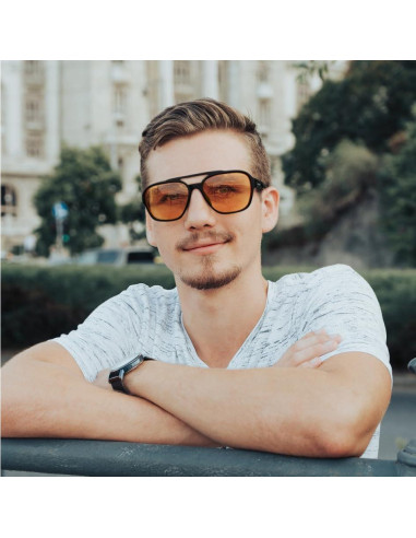 Gafas de Bloqueo de Luz Azul FEISEDY Ámbar para Hombre y Mujer