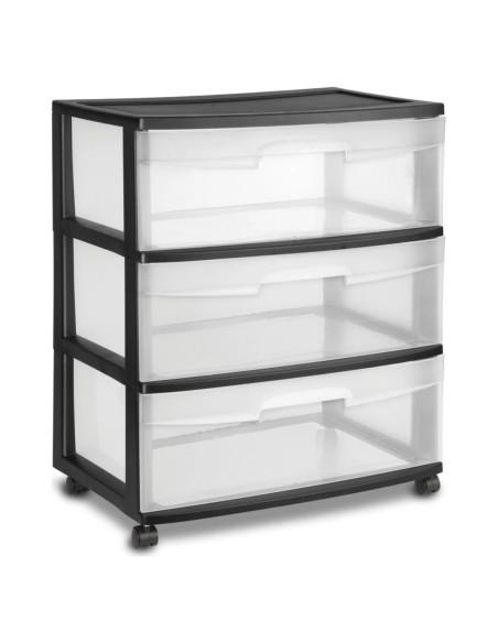 Carro de Almacenamiento de Plástico Genérico 3 Cajones Negro