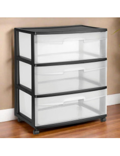 Carro de Almacenamiento de Plástico Genérico 3 Cajones Negro 2