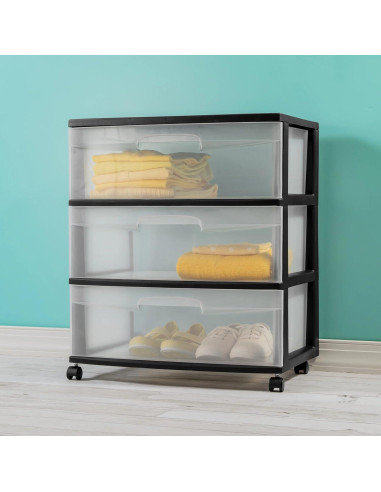 Carro de Almacenamiento de Plástico Genérico 3 Cajones Negro