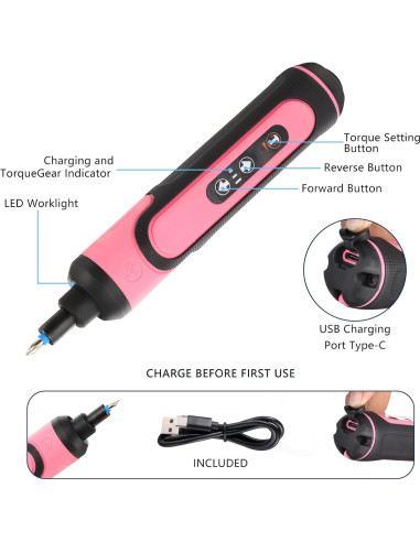 Destornillador Eléctrico Recargable SOCOHO AID 4V Rosa