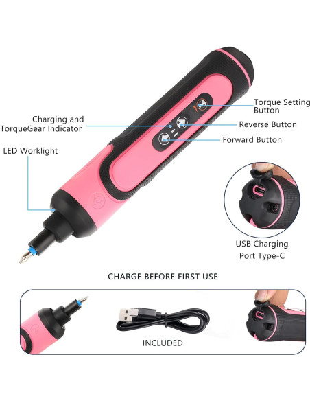 Destornillador Eléctrico Recargable SOCOHO AID 4V Rosa