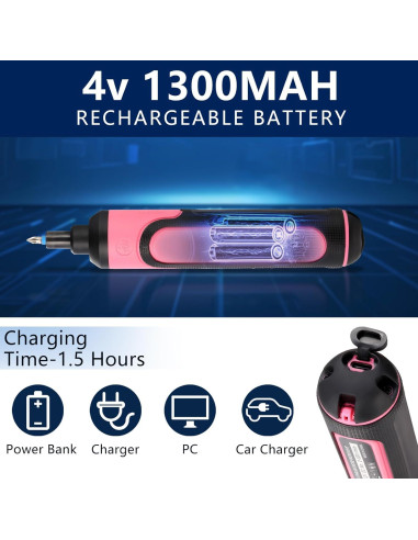 Destornillador Eléctrico Recargable SOCOHO AID 4V Rosa