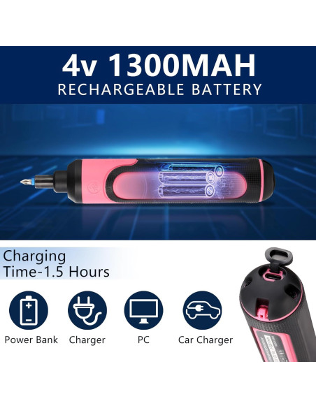 Destornillador Eléctrico Recargable SOCOHO AID 4V Rosa