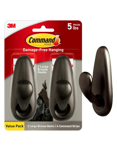 Ganchos Metálicos Grandes Command Bronce Aceitado 2 Unidades