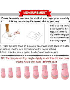 Botas para Perros QUMY Rosa Tamaño 6 Antideslizantes 4PCS 2