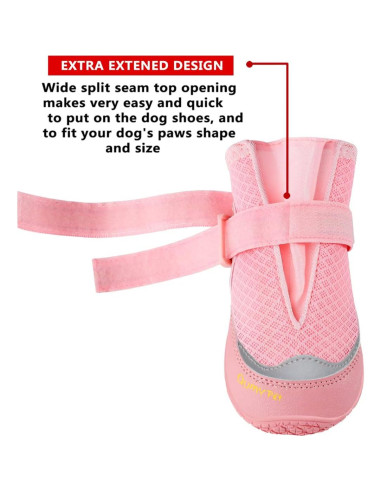 Botas para Perros QUMY Rosa Tamaño 6 Antideslizantes 4PCS