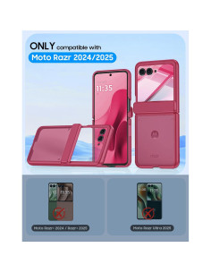 Carcasa Motorola Razr 2025/2024 con Protector de Pantalla - Rojo Rosa 2