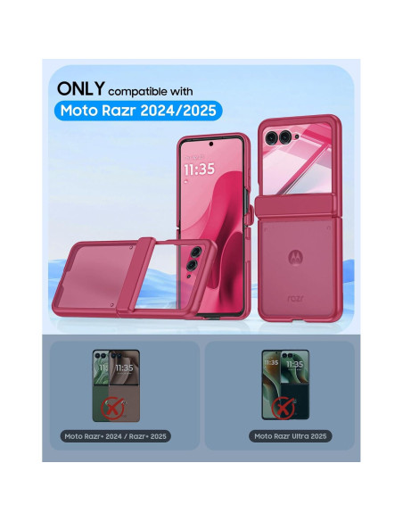 Carcasa Motorola Razr 2025/2024 con Protector de Pantalla - Rojo Rosa