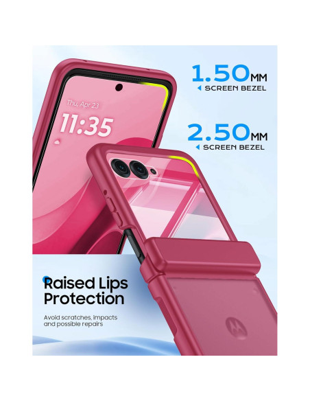 Carcasa Motorola Razr 2025/2024 con Protector de Pantalla - Rojo Rosa