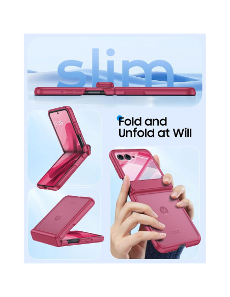 Carcasa Motorola Razr 2025/2024 con Protector de Pantalla - Rojo Rosa