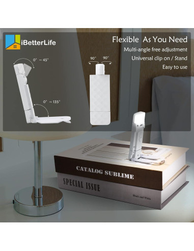 Luz de Libro LED Recargable iBetterLife - 3 Modos, 5 Brillos