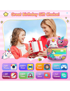 Cámara Instantánea TIATUA S10 Rosa para Niños 3 a 14 Años 2