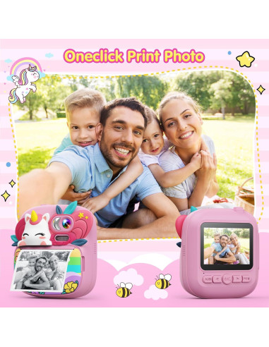 Cámara Instantánea TIATUA S10 Rosa para Niños 3 a 14 Años