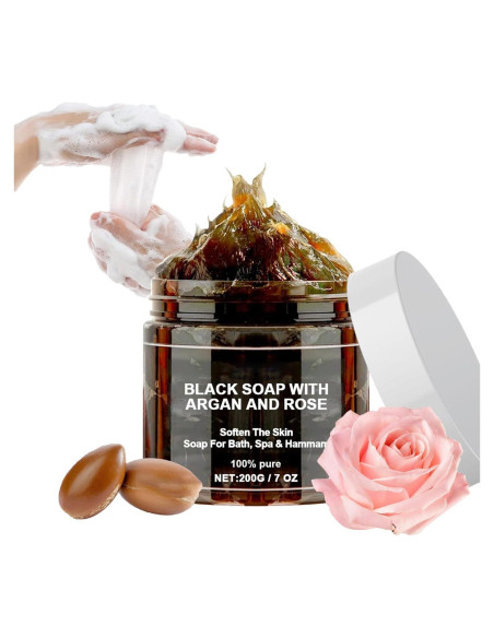 Jabón Negro Marroquí HuaQing 207 ml Hidratante y Exfoliante