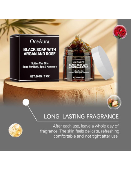 Jabón Negro Marroquí HuaQing 207 ml Hidratante y Exfoliante