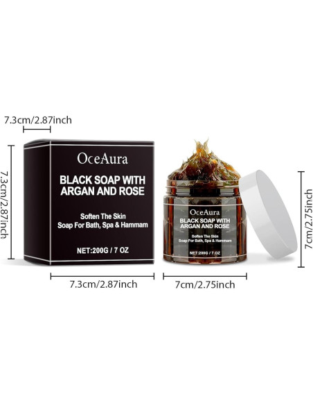 Jabón Negro Marroquí HuaQing 207 ml Hidratante y Exfoliante