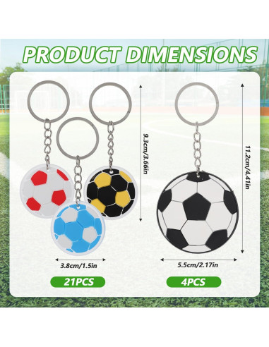Paquete de 25 llaveros de fútbol de goma suave CIATBYYJ