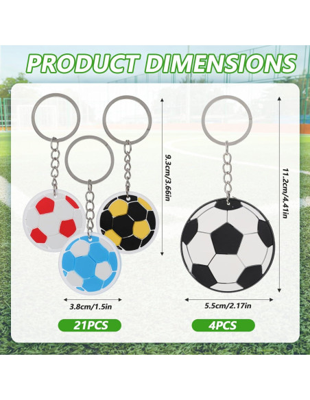 Paquete de 25 llaveros de fútbol de goma suave CIATBYYJ