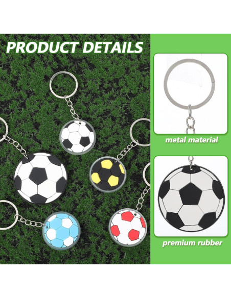 Paquete de 25 llaveros de fútbol de goma suave CIATBYYJ