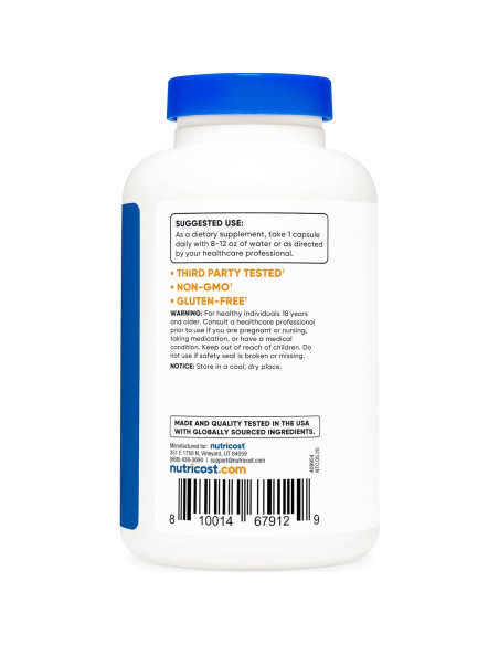 Cápsulas de Vinagre de Sidra de Manzana Nutricost 500mg - 240 Unidades