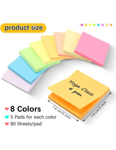 Notas Adhesivas Coloridas Leinuosen 40 Paquetes 7.62 cm 2