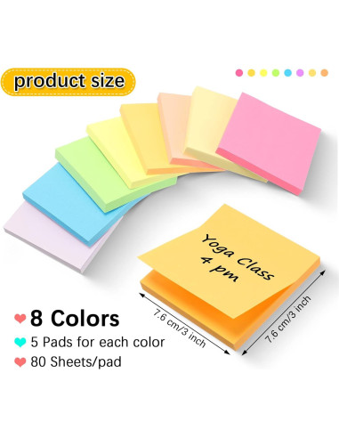 Notas Adhesivas Coloridas Leinuosen 40 Paquetes 7.62 cm