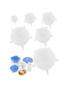 Luvilly 6 Tapas de Silicona Reutilizables Blancas 6.6-19.6 cm