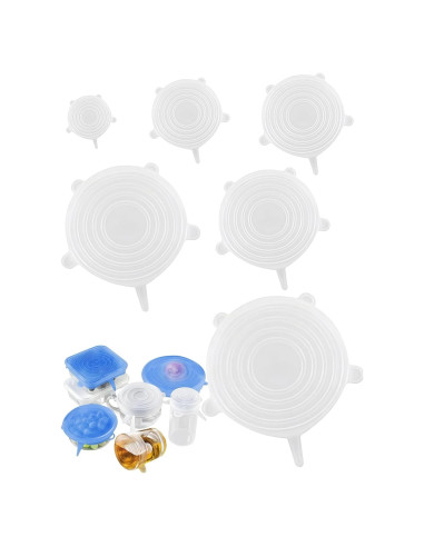 Luvilly 6 Tapas de Silicona Reutilizables Blancas 6.6-19.6 cm