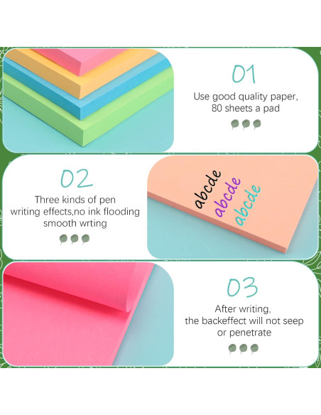 Notas Adhesivas Coloridas Leinuosen 40 Paquetes 7.62 cm