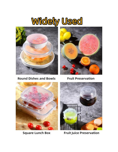 Luvilly 6 Tapas de Silicona Reutilizables Blancas 6.6-19.6 cm