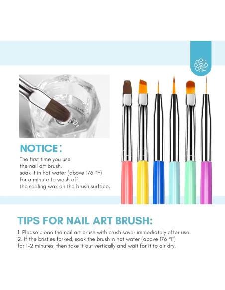 Juego de Pinceles para Arte de Uñas SAVILAND 6 Piezas