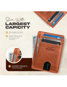 Billetera delgada de cuero genuino para hombres con bloqueo RFID 2