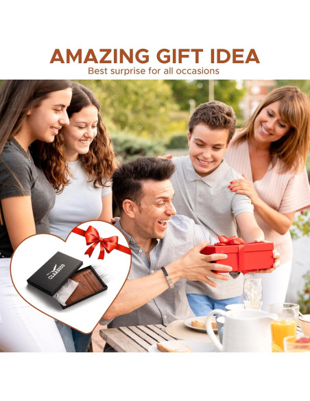 Billetera delgada de cuero genuino para hombres con bloqueo RFID