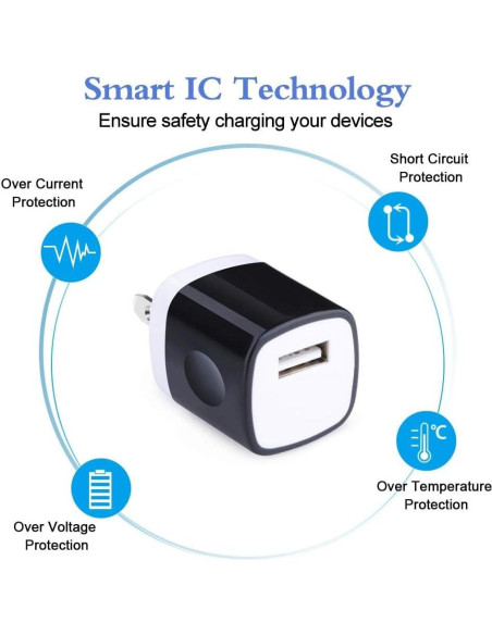 Cargador de Pared USB Hootek 5 Pack 1A 5V Carga Rápida