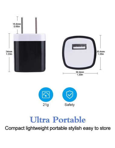 Cargador de Pared USB Hootek 5 Pack 1A 5V Carga Rápida