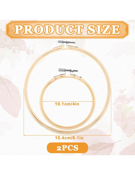 Juego de 2 Aros de Bordado de Madera SHENLIU 10 y 15 cm