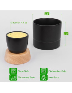 Crock de Mantequilla Samseel con Tapa de Madera 125g Negro Mate 2