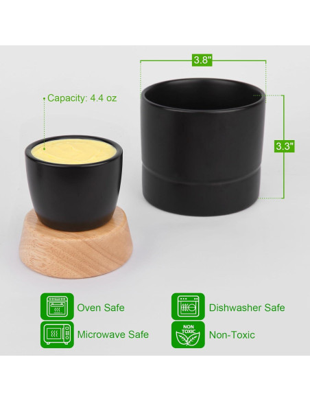 Crock de Mantequilla Samseel con Tapa de Madera 125g Negro Mate