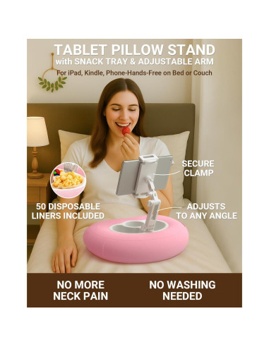 Soporte de Almohada Ajustable Bongogoo para Tabletas y Teléfonos Rosa