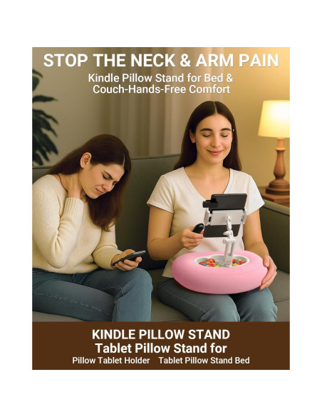 Soporte de Almohada Ajustable Bongogoo para Tabletas y Teléfonos Rosa